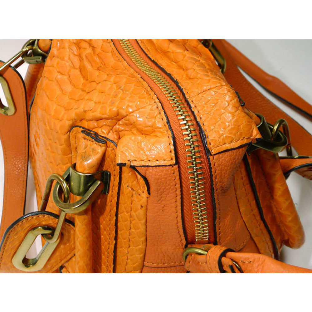 Chloe 2way Python Parati Shoulder Leather Orange … - image 5